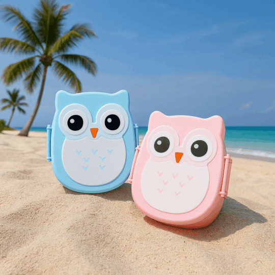 Marmita Infantil Mocho - Design Divertido com Mocho, Disponível em Azul e Rosa, Inclui Duas Divisões e Colher de Plástico, Dimensões: 16,5x13x6,5 cm, Ideal para Refeições e Lanches, Perfeita para Crianças, Ótima Prenda