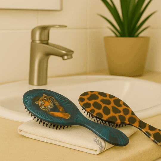 Escova de Cabelo viagem - tigre e padrão tigresa