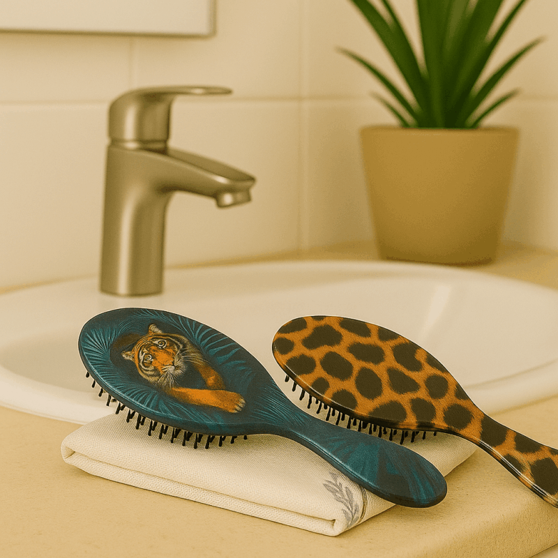 Escova de Cabelo viagem - tigre e padrão tigresa