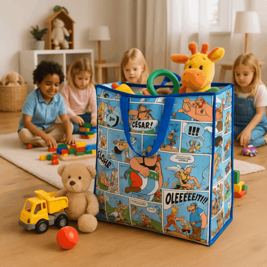 Saco de Arrumação - Asterix & Obelix 48x54x28cm - Padrão Elegante, Ideal para Roupas, Brinquedos, Roupa de Capa, Edredon e Acessórios, Dobrável e Portátil, Fácil de Limpar, Organizador Versátil, Material Resistente, Design Compacto e Prático para qualquer espaço