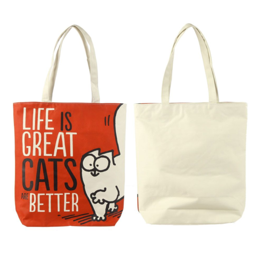 Saco com fecho e forro "Life is Great Cats Are Better"