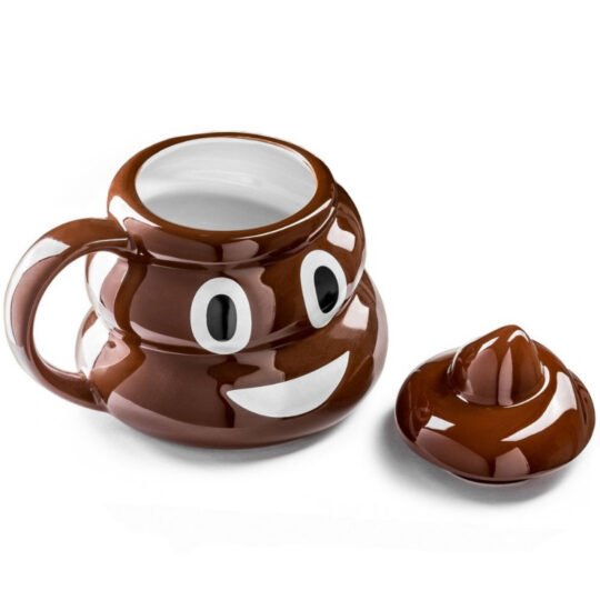 Caneca Emoji Cocó - 460ml - Design Divertido com Emoji Cocó, Feita de Cerâmica de Dolomite, Ideal para Presentear Amigos ou Familiares que Adoram Emojis