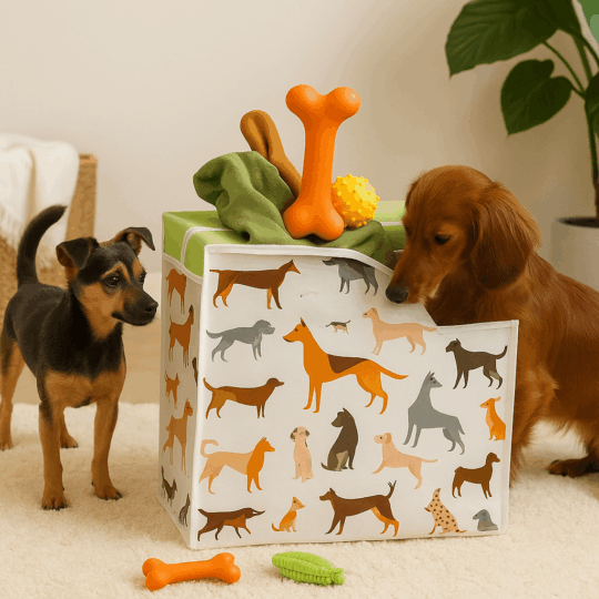 Saco de Arrumação - Barks Cães 48x54x28cm - Padrão Elegante, Ideal para Roupas, Brinquedos, Roupa de Capa, Edredon e Acessórios, Dobrável e Portátil, Fácil de Limpar, Organizador Versátil, Material Resistente, Design Compacto e Prático para qualquer espaço