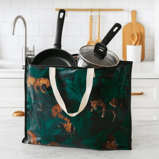 Saco de Arrumação Tigre 48x54x28cm - Padrão Elegante, Ideal para Roupas, Brinquedos, Roupa de Capa, Edredon e Acessórios, Dobrável e Portátil, Fácil de Limpar, Organizador Versátil, Material Resistente, Design Compacto e Prático para qualquer espaço