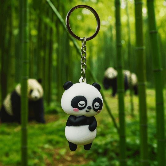 Porta-Chaves PVC 3D Panda - 5x4 cm, Design Adorável e Detalhado, Feito de PVC e Metal (Aço Inoxidável), Perfeito para Chaves e Acessórios, Ótima Prenda para Amantes de Pandas