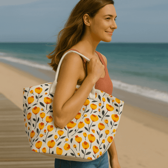 Saco de Praia de Juta | Ranúnculo Design Floral Elegante, Material Resistente e Ecológico, Dimensões 41x53x15cm, Ideal para Acessórios de Verão, Leve e Prático, Perfeito para Aventuras na Praia, Ótima Opção de Presente, Espaço Amplo de Armazenamento, Fácil de Limpar