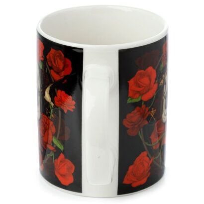 Caneca de Porcelana - Caveiras e Rosas - 300ml, Design Gótico Elegante, Ideal para Estilos Alternativos, Feita de Porcelana de Alta Qualidade, Apta para Micro-ondas, Excelente Prenda para Amantes de Arte Gótica