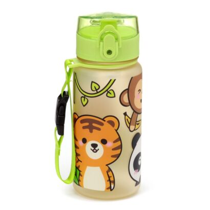 Garrafa Infantil Inquebrável 350 ml – Adoramals Animais Selvagens, Com Infusor, Tampa de Botão de Pressão, Indicado para crianças