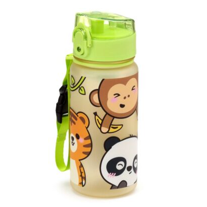 Garrafa Infantil Inquebrável 350 ml – Adoramals Animais Selvagens, Com Infusor, Tampa de Botão de Pressão, Indicado para crianças