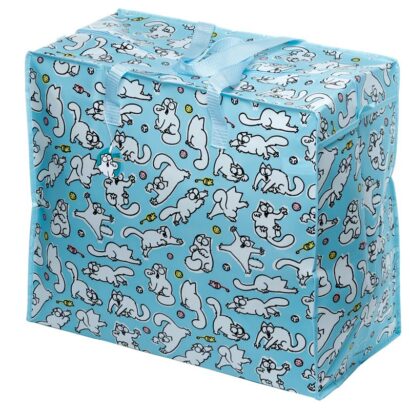 Saco de Arrumação – Simon’s Cat Blue 48x54x28cm – Padrão Elegante, Ideal para Roupas, Brinquedos, Roupa de Capa, Edredon e Acessórios, Dobrável e Portátil, Fácil de Limpar, Organizador Versátil, Lavandaria, Material Resistente, Design Compacto e Prático para qualquer espaço