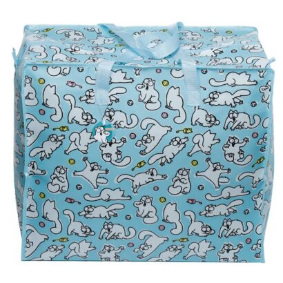 Saco de Arrumação – Simon’s Cat Blue 48x54x28cm – Padrão Elegante, Ideal para Roupas, Brinquedos, Roupa de Capa, Edredon e Acessórios, Dobrável e Portátil, Fácil de Limpar, Organizador Versátil, Lavandaria, Material Resistente, Design Compacto e Prático para qualquer espaço