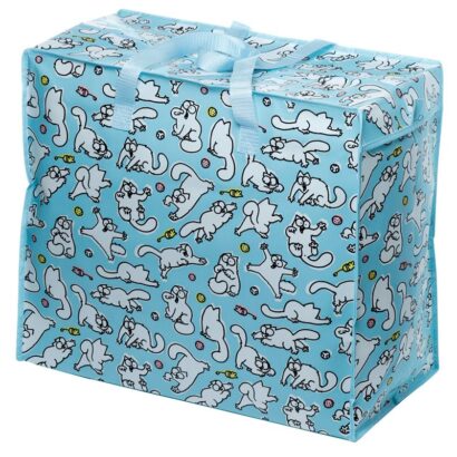 Saco de Arrumação – Simon’s Cat Blue 48x54x28cm – Padrão Elegante, Ideal para Roupas, Brinquedos, Roupa de Capa, Edredon e Acessórios, Dobrável e Portátil, Fácil de Limpar, Organizador Versátil, Lavandaria, Material Resistente, Design Compacto e Prático para qualquer espaço