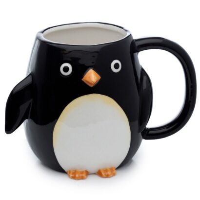 Caneca de Cerâmica Pinguim com Asa Moldada, 540 ml, Feita de Dolomita – Prenda Criativa para Amantes de Animais