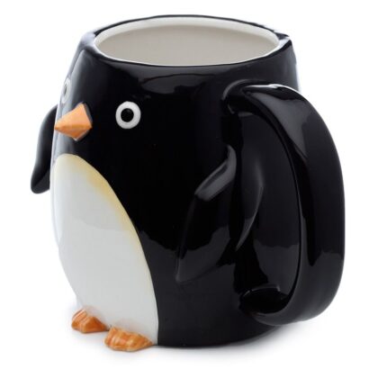 Caneca de Cerâmica Pinguim com Asa Moldada, 540 ml, Feita de Dolomita – Prenda Criativa para Amantes de Animais