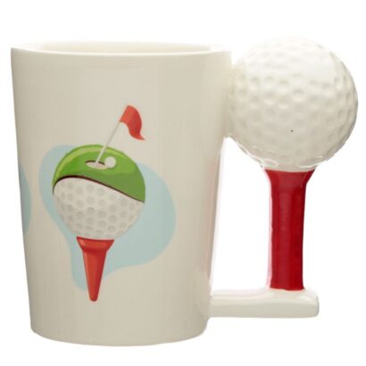 Caneca com Asa em Formato Bola de Golfe e Tee – 12×13 cm, Feita de Cerâmica de Dolomite, Ideal para Amantes de Golfe, Perfeita para Café e Chá, Design Criativo e Divertido, Ótima Prenda para Amigos e Familiares