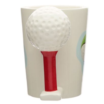 Caneca com Asa em Formato Bola de Golfe e Tee – 12×13 cm, Feita de Cerâmica de Dolomite, Ideal para Amantes de Golfe, Perfeita para Café e Chá, Design Criativo e Divertido, Ótima Prenda para Amigos e Familiares