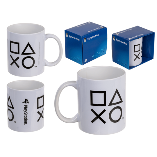 Caneca Playstation com Símbolos, 325 ml, 10 cm – Prenda Ideal para Fãs de Gaming, Videojogos, Gamers