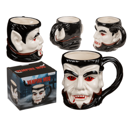 Caneca 3D com Rosto de Vampiro, 15 x 11,5 cm – Prenda Assustadora e Divertida para Fãs de Terror