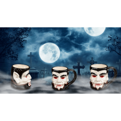 Caneca 3D com Rosto de Vampiro, 15 x 11,5 cm – Prenda Assustadora e Divertida para Fãs de Terror