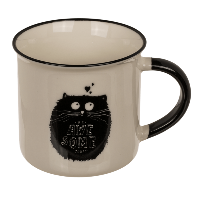 Caneca em New Bone China com Gatos Divertidos e Fofinhos, 250 ml, 9 x 8,5 cm – Prenda Fofa e Elegante para amantes de felinos