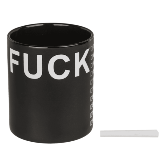 Caneca XL Preta F**K Personalizável com Giz, 1000 ml, 12,5 x 11 cm, Grés (Stoneware) – Prenda Criativa e Divertida