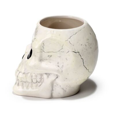 Vaso de Cerâmica em Forma de Caveira para Plantas, 10 cm de Altura, Feito em Cerâmica de Grés – Decoração Criativa para Casa ou Escritório, Ideal para Suculentas e Pequenas Plantas