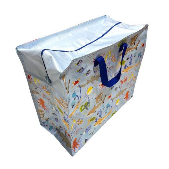 Saco de Arrumação – Universo Marinho 48x55x28cm – Padrão Elegante, Ideal para Roupas, Brinquedos, Roupa de Capa, Edredon e Acessórios, Dobrável e Portátil, Fácil de Limpar, Organizador Versátil, Material Resistente, Design Compacto e Prático para qualquer espaço