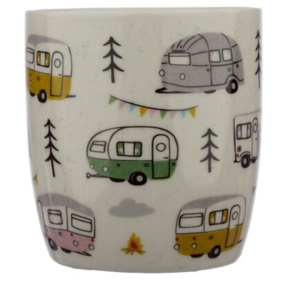 Caneca Caravana – 300ml, Porcelana, Design de Autocaravana, Apta para Micro-ondas e Máquina de Lavar Loiça, Ideal para Amantes Caravanas, Ótima Prenda