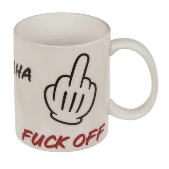 Caneca ‘Fuck Off’ em Cerâmica – Design Divertido e Irreverente, Capacidade de 250 ml, Dimensões Aproximadas: 8 × 10 cm, Perfeita para Café ou Chá, Inclui Embalagem de Oferta, Ótima Prenda para Quem Adora Humor Sarcástico