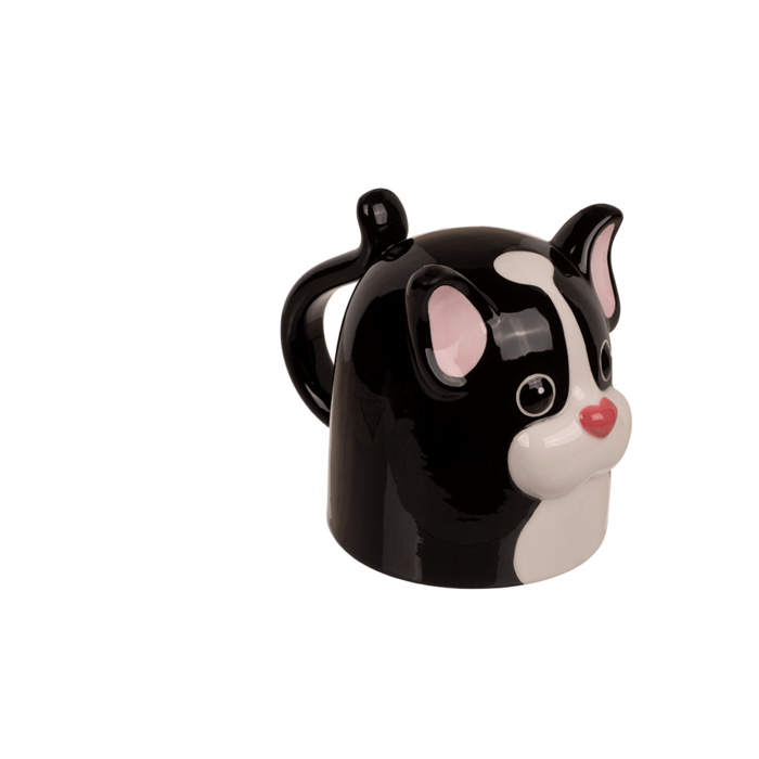 Caneca Cerâmica 2 em 1 - Bulldog – Design Criativo e Divertido, Capacidade de 500 ml, Dimensões Aproximadas: 12 × 14 cm, Ideal para Café, Chá ou Chocolate Quente, Perfeita para Amantes de Cães e Presentes Originais