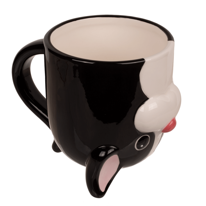 Caneca Cerâmica 2 em 1 - Bulldog – Design Criativo e Divertido, Capacidade de 500 ml, Dimensões Aproximadas: 12 × 14 cm, Ideal para Café, Chá ou Chocolate Quente, Perfeita para Amantes de Cães e Presentes Originais