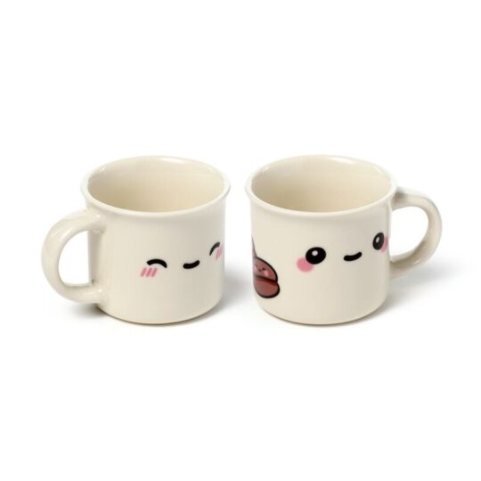 Conjunto de 2 Chávenas de Expresso Foodiemals – Design Criativo em Porcelana, Capacidade de 100 ml Cada, Compatível com Máquina de Lavar Loiça e Micro-ondas, Dimensões: 5 × 5,5 cm, Ideal para Café Expresso, Perfeito para Presentear