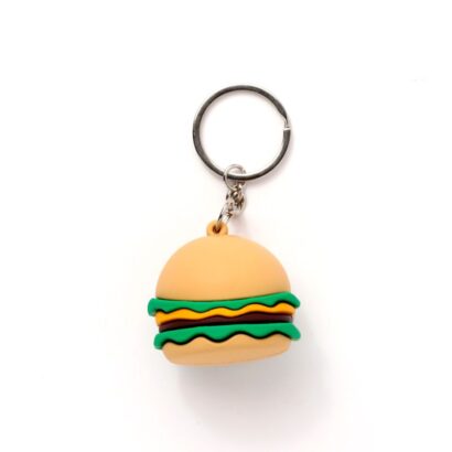 Porta-chaves Hammy o Hambúrguer – Foodiemals – Design Divertido e Criativo, Material Durável em PVC e Metal, Dimensões: 5 × 4 × 4 cm, Leve e Compacto, Perfeito para Amantes de Comida e Acessórios Originais