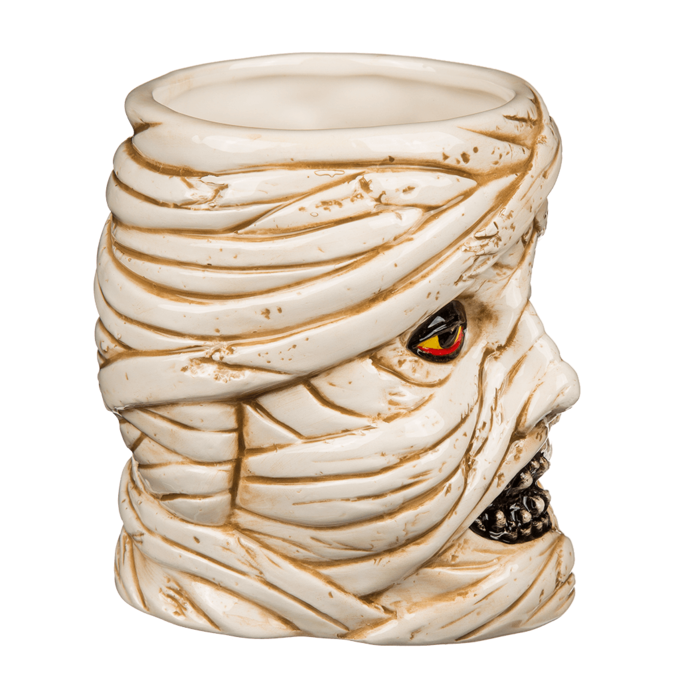 Caneca Múmia em Grés – Design Criativo e Temático, Dimensões Aproximadas: 14,5 × 11,5 cm, Ideal para Café ou Chá, Material Resistente em Grés, Perfeita para Halloween ou Fãs de Decoração Assustadora