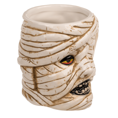 Caneca Múmia em Grés – Design Criativo e Temático, Dimensões Aproximadas: 14,5 × 11,5 cm, Ideal para Café ou Chá, Material Resistente em Grés, Perfeita para Halloween ou Fãs de Decoração Assustadora