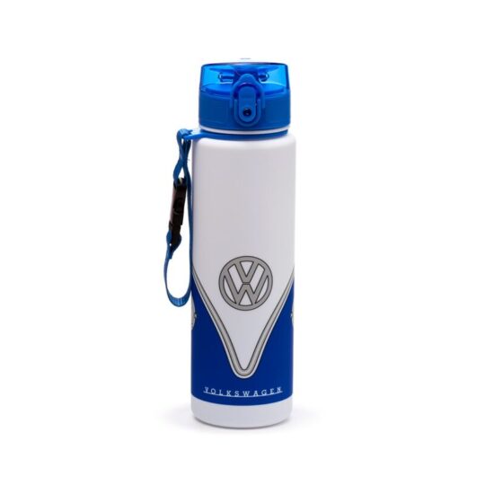 Garrafa Reutilizável Antiquebra com Topo Pop – Volkswagen VW T1 Camper Bus Azul – Capacidade de 600 ml, Livre de BPA, Ideal para Bebidas Frias, Design Oficial, Vedação em Silicone, Dimensões: 24 × 6,5 × 6,5 cm