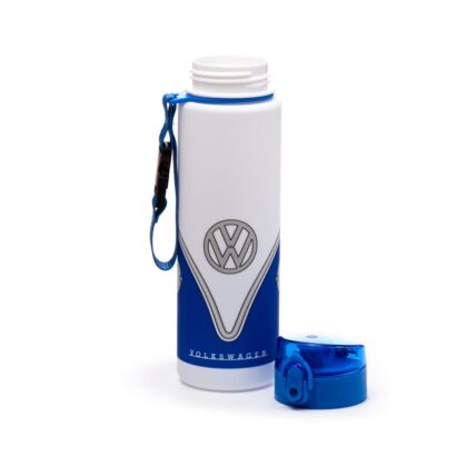 Garrafa Reutilizável Antiquebra com Topo Pop – Volkswagen VW T1 Camper Bus Azul – Capacidade de 600 ml, Livre de BPA, Ideal para Bebidas Frias, Design Oficial, Vedação em Silicone, Dimensões: 24 × 6,5 × 6,5 cm