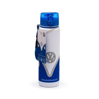 Garrafa Reutilizável Antiquebra com Topo Pop – Volkswagen VW T1 Camper Bus Azul – Capacidade de 600 ml, Livre de BPA, Ideal para Bebidas Frias, Design Oficial, Vedação em Silicone, Dimensões: 24 × 6,5 × 6,5 cm