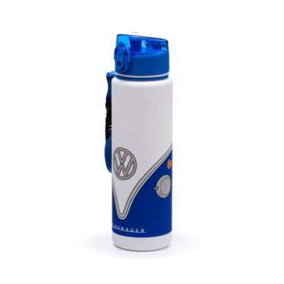 Garrafa Reutilizável Antiquebra com Topo Pop – Volkswagen VW T1 Camper Bus Azul – Capacidade de 600 ml, Livre de BPA, Ideal para Bebidas Frias, Design Oficial, Vedação em Silicone, Dimensões: 24 × 6,5 × 6,5 cm