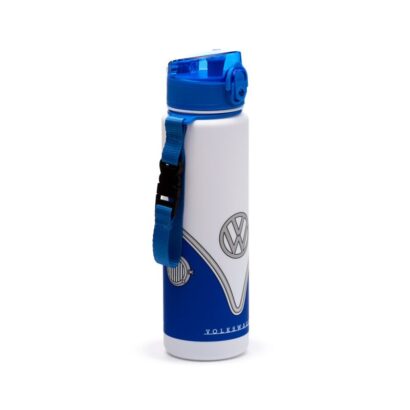 Garrafa Reutilizável Antiquebra com Topo Pop – Volkswagen VW T1 Camper Bus Azul – Capacidade de 600 ml, Livre de BPA, Ideal para Bebidas Frias, Design Oficial, Vedação em Silicone, Dimensões: 24 × 6,5 × 6,5 cm