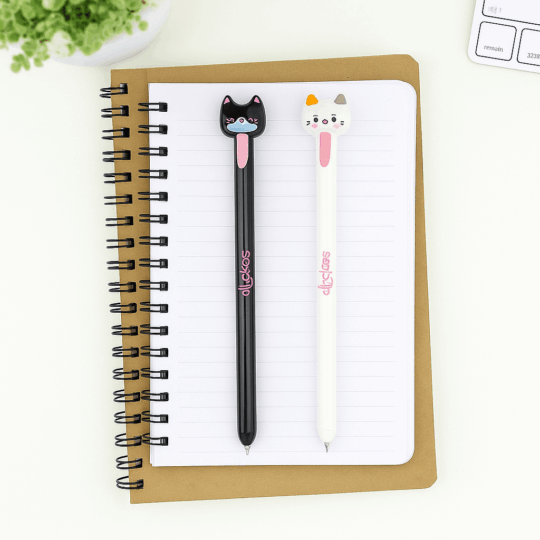 Caneta Adoramals com Língua de Gato - Design Interativo e Divertido, Tinta Preta, Sistema de Abertura com Língua Retrátil, Material: ABS e Silicone