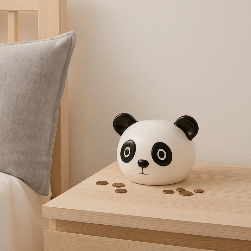 Mealheiro Adoramals – Susu o Panda – Design Adorável em Cerâmica Dolomita, Acesso por Tampão Inferior, Ideal para Crianças e Fãs de Pandas, Perfeito para Presentes