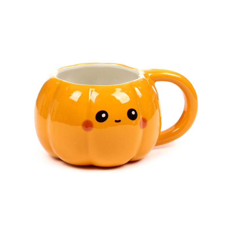 Caneca de Cerâmica em Forma de Abóbora – Foodiemals – Design Criativo e Temático, Ideal para Café, Chá ou Chocolate Quente, Perfeita para Halloween e Presentes Originais