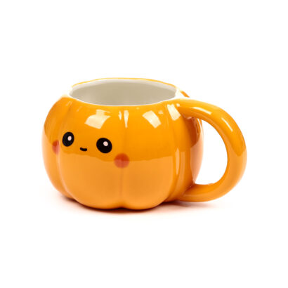 Caneca de Cerâmica em Forma de Abóbora – Foodiemals – Design Criativo e Temático, Ideal para Café, Chá ou Chocolate Quente, Perfeita para Halloween e Presentes Originais