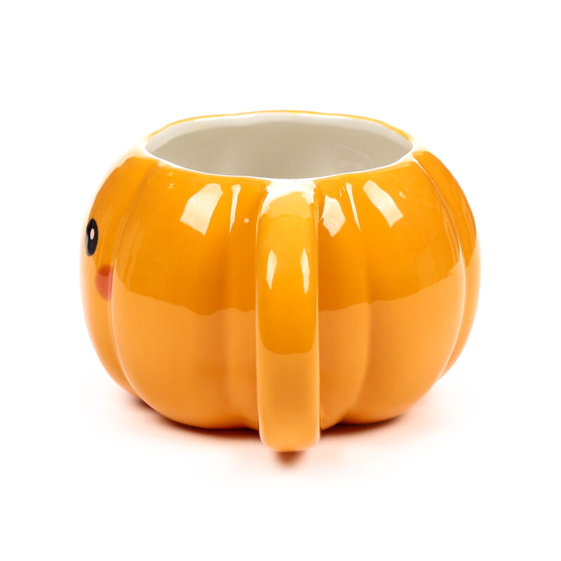 Caneca de Cerâmica em Forma de Abóbora – Foodiemals – Design Criativo e Temático, Ideal para Café, Chá ou Chocolate Quente, Perfeita para Halloween e Presentes Originais