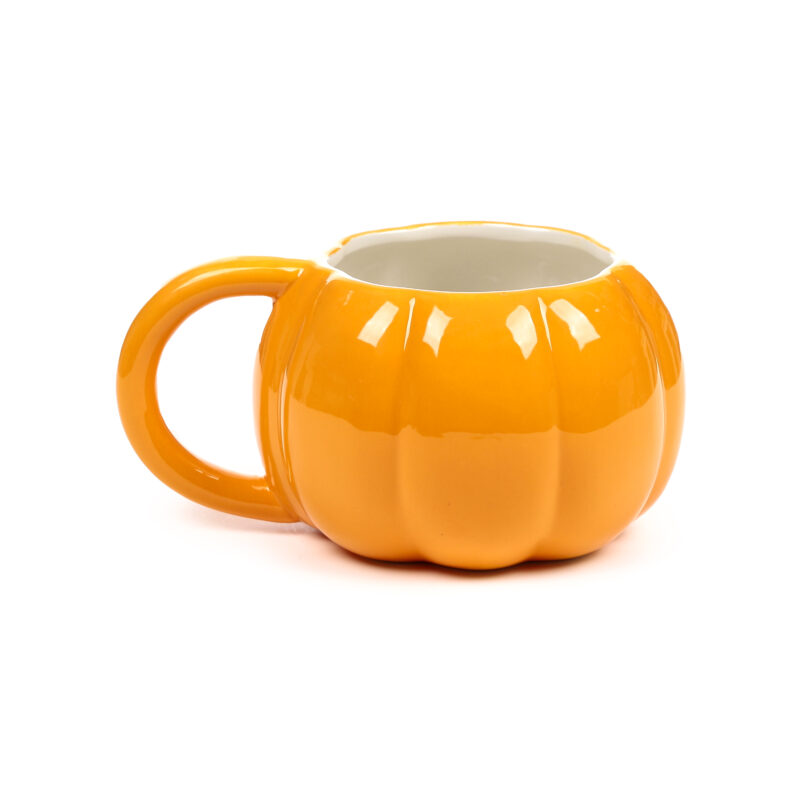 Caneca de Cerâmica em Forma de Abóbora – Foodiemals – Design Criativo e Temático, Ideal para Café, Chá ou Chocolate Quente, Perfeita para Halloween e Presentes Originais
