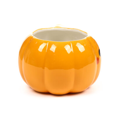 Caneca de Cerâmica em Forma de Abóbora – Foodiemals – Design Criativo e Temático, Ideal para Café, Chá ou Chocolate Quente, Perfeita para Halloween e Presentes Originais