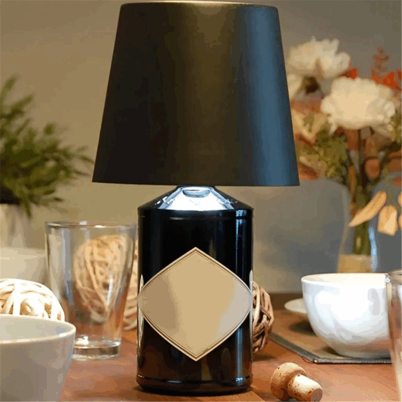Candeeiro LED de Garrafa Recarregável – Lâmpada de Mesa Portátil com Sensor Touch, 3 Intensidades de Luz, Mudança de Cor, Autonomia até 13h, Compatível com Gargalos até 3 cm
