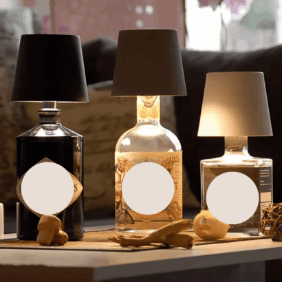 Candeeiro LED de Garrafa Recarregável – Lâmpada de Mesa Portátil com Sensor Touch, 3 Intensidades de Luz, Mudança de Cor, Autonomia até 13h, Compatível com Gargalos até 3 cm