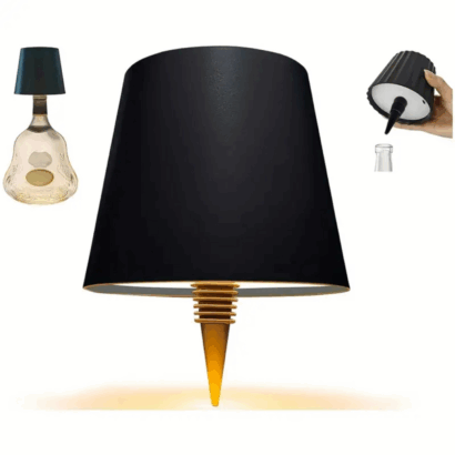 Candeeiro LED de Garrafa Recarregável – Lâmpada de Mesa Portátil com Sensor Touch, 3 Intensidades de Luz, Mudança de Cor, Autonomia até 13h, Compatível com Gargalos até 3 cm